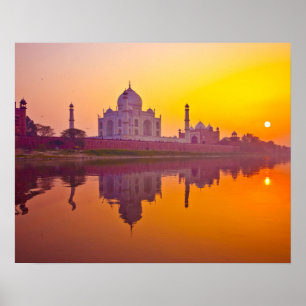 Póster Monuments Taj Mahal at Sunset