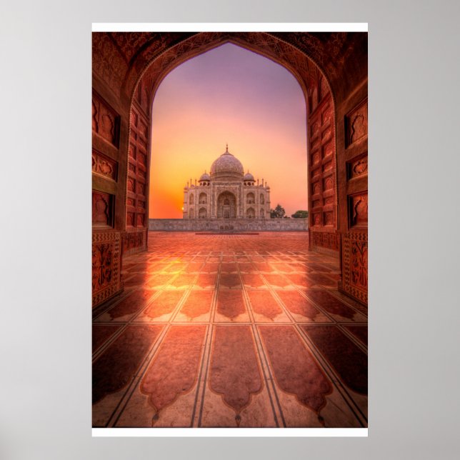 Póster Monuments | Taj Mahal, India at Sunset (Frente)