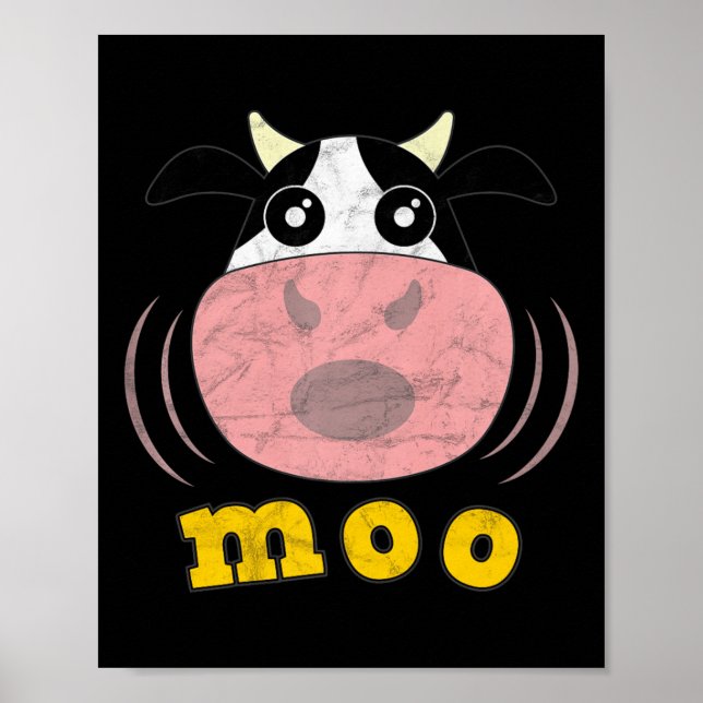Póster Moo Cow Funny Farm Animals Farmer Calf Heifer Milk (Frente)