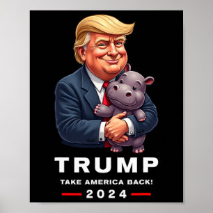 Póster Moo Deng Hippopótamus Apoyo a Donald Trump 2024 Fu