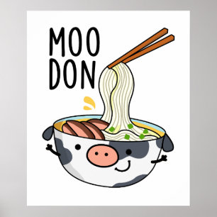 Póster Moo-don divertido udon juego de palabras