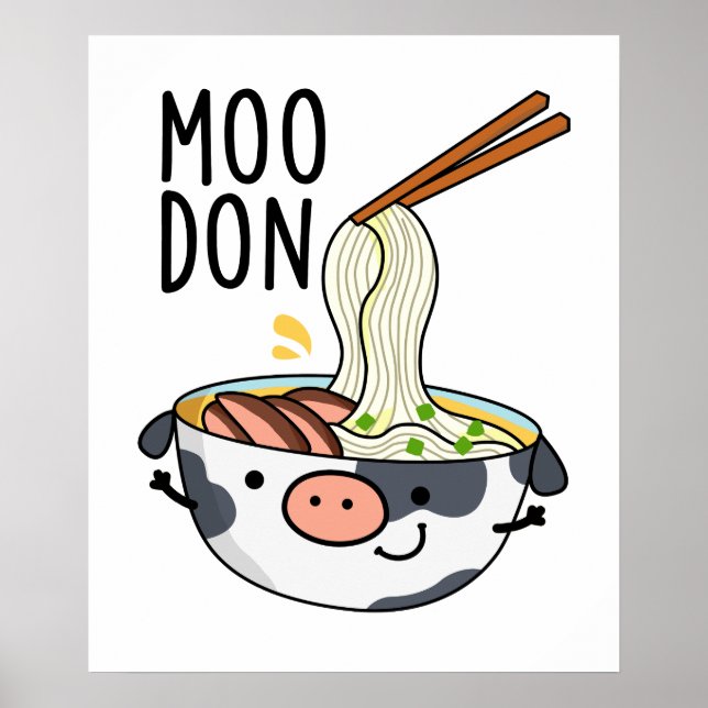 Póster Moo-don Funny Udon Pun (Frente)