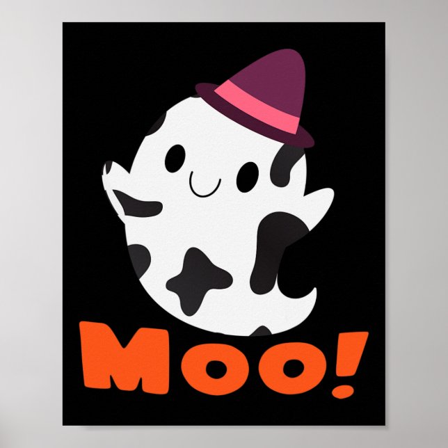 Póster ¡Moo! Famosas Chicas de Halloween Fantasma de Vaca (Frente)
