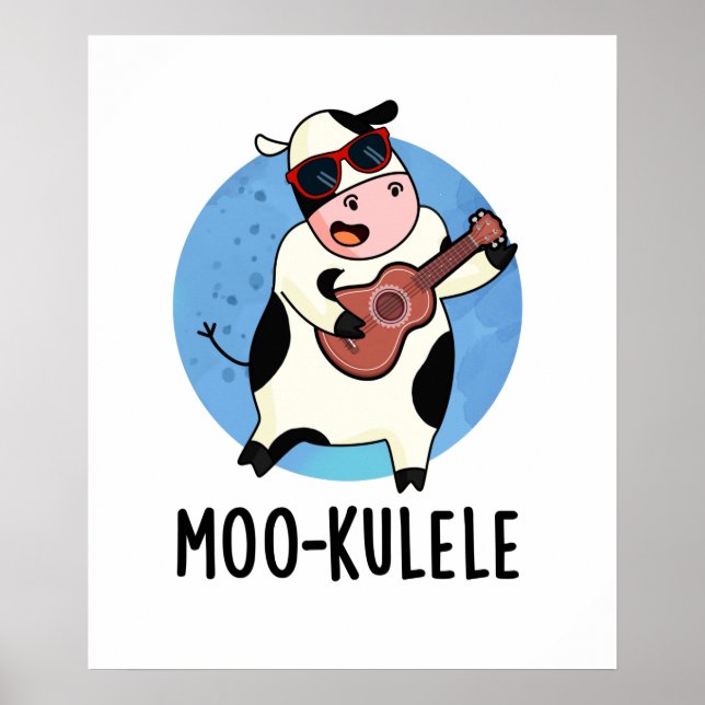 Póster Moo-kulele Funny Ukulele Cow Pun (Frente)