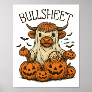 Póster Moo... Me refiero a Boo Bullsheet Cow Halloween 1