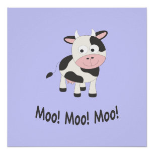 Póster Moo Moo Moo Cute Personalizado vaca