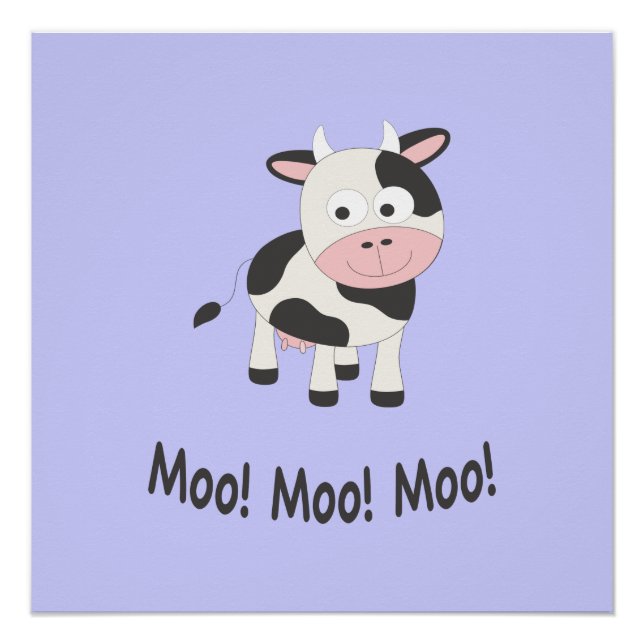 Póster Moo Moo Moo Cute Personalizado vaca (Anverso)