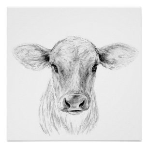 Póster MOO una vaca joven del jersey