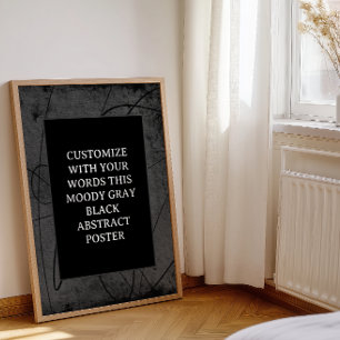 Póster Moody Black Gray Personalizado Poster Resumen Eleg