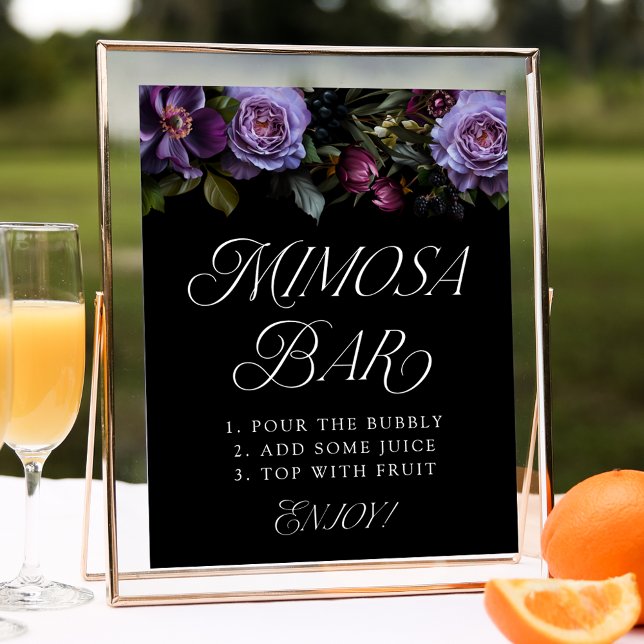 Póster Moody Boda floral gótica morada Mimosa Bar Rótulo (Subido por el creador)