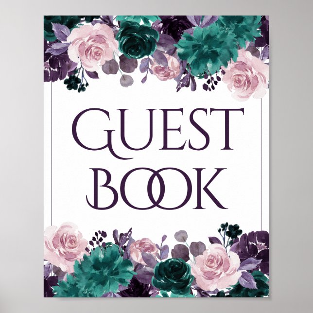 Póster Moody Boho | Libro de Firmas de Invitados Berenjen (Frente)