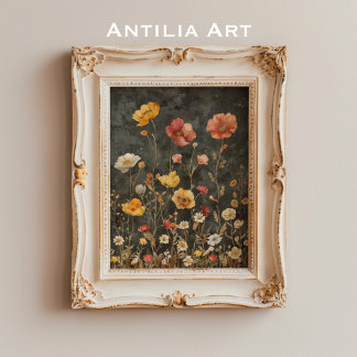 Póster Moody Dark Vintage Flower Art Victorian Floral