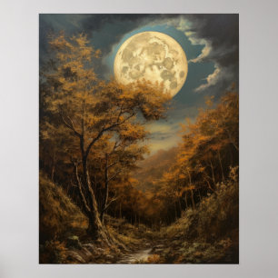 Póster Moody Gothic Moon Art Print Poster