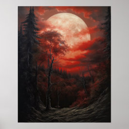 Póster Moody Gothic Moon Art Print Poster