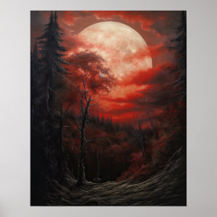 Póster Moody Gothic Moon Art Print Poster