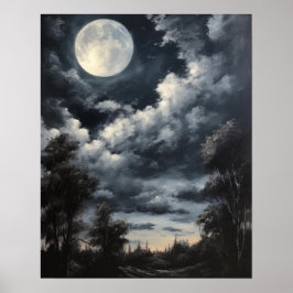 Póster Moody Gothic Moon Art Print Poster