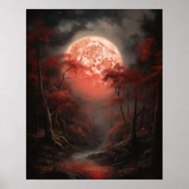 Póster Moody Gothic Moon Art Print Poster