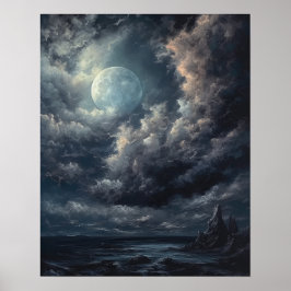 Póster Moody Gothic Moon Art Print Poster