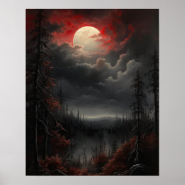 Póster Moody Gothic Moon Art Print Poster