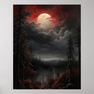Póster Moody Gothic Moon Art Print Poster