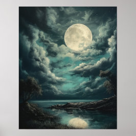 Póster Moody Gothic Moon Art Print Poster