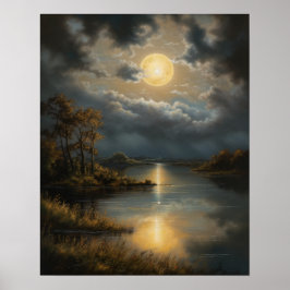 Póster Moody Gothic Moon Art Print Poster