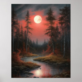 Póster Moody Gothic Moon Art Print Poster