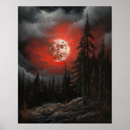 Póster Moody Gothic Moon Art Print Poster