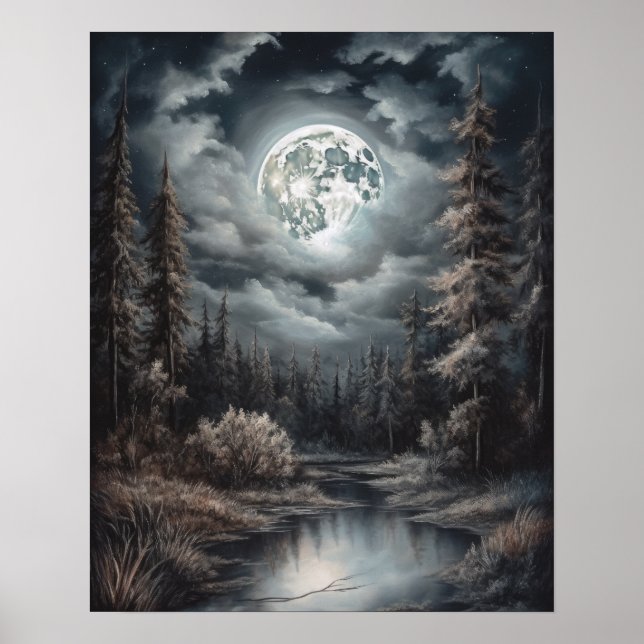 Póster Moody Gothic Moon Art Print Poster (Frente)