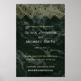 Póster Moody Hues Emerald Green Marble Welcome Poster