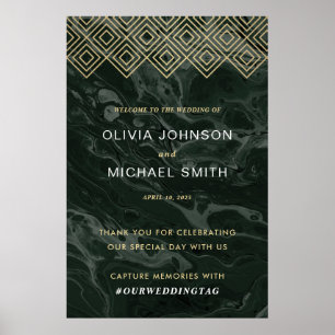 Póster Moody Hues Emerald Green Marble Welcome Poster