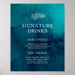 Póster Moody Ocean Watercolor Signature Bebe Rótulo