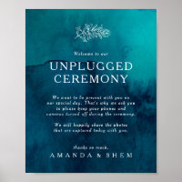 Moody Ocean Watercolor Unplugged Ceremony Rótulo