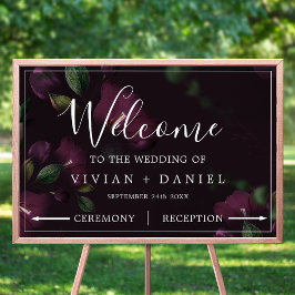 Póster Moody Purple Blooms Pattern de bienvenida