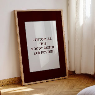 Póster Moody Rústico Personalizado Rojo Poster citando a 