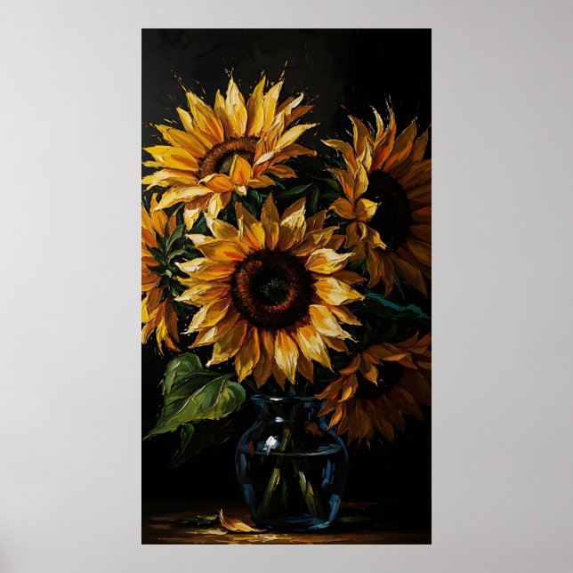Póster Moody Sunflower Art - Floral (Frente)