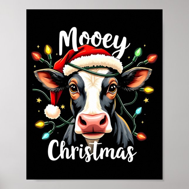 Póster Mooey Christmas Funny Xmas Cow Cattle Lovers  (Frente)