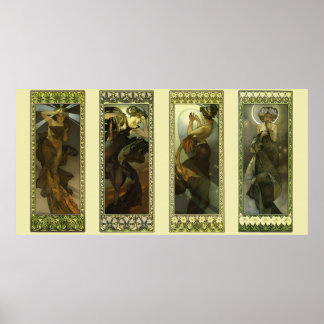 Póster Moon and Stars by Alphonse Mucha Poster