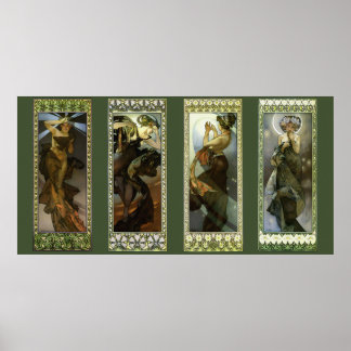 Póster Moon and Stars by Alphonse Mucha Poster
