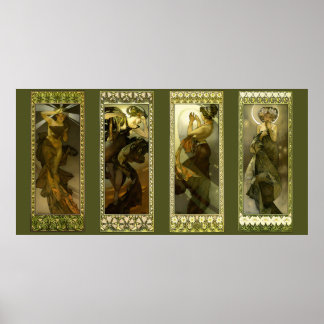 Póster Moon and Stars by Alphonse Mucha Poster