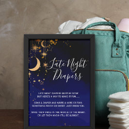 Póster Moon and Stars Late Night Diaper Poster