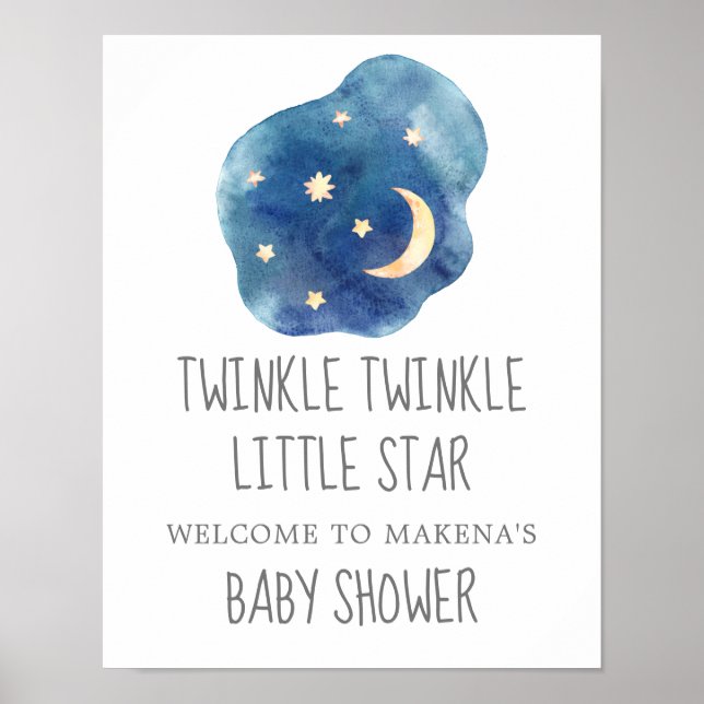Póster Moon and Stars Twinkle Twinkle Pequeña Estrella Bi (Frente)