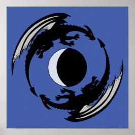Póster Moon Dragons Fantasy Design Poster