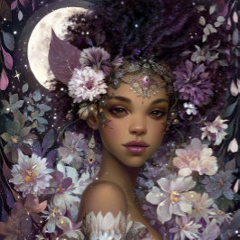 Póster Moon Goddess Black Fantasy Art Black Queen