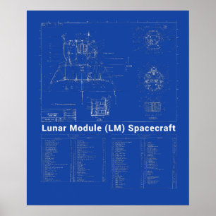 Póster Moon Lander Lunar Module (LM) Blueprint