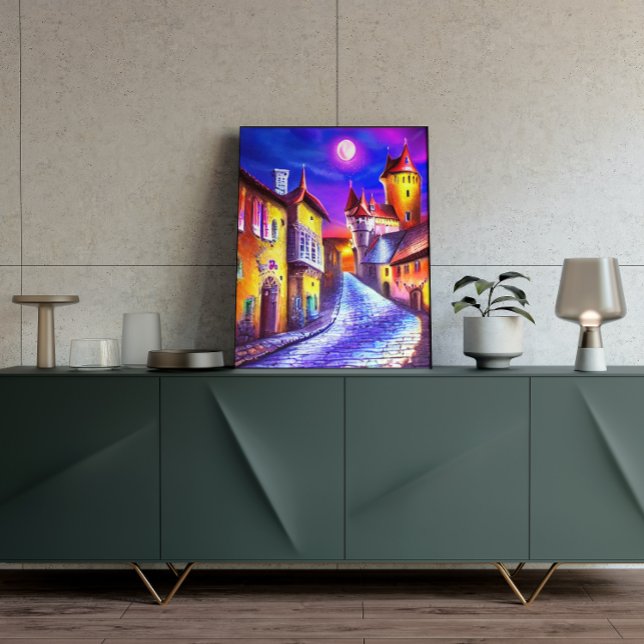 Póster Moon Over The Castle Painting Poster (Subido por el creador)