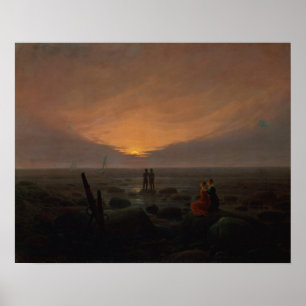 Póster Moon Rising Over the Sea, 1821