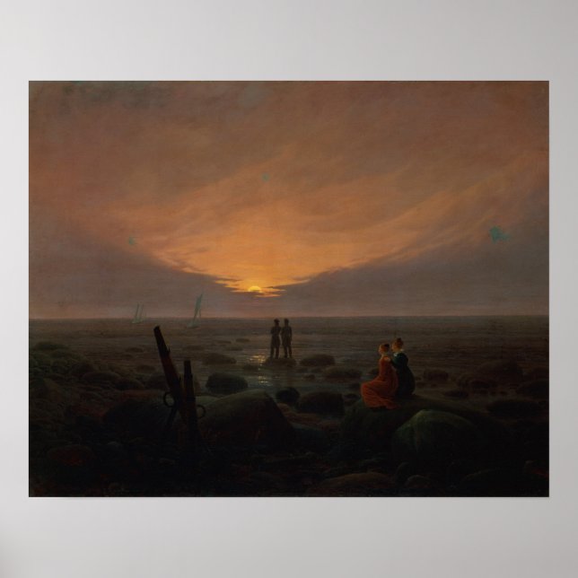 Póster Moon Rising Over the Sea, 1821 (Frente)