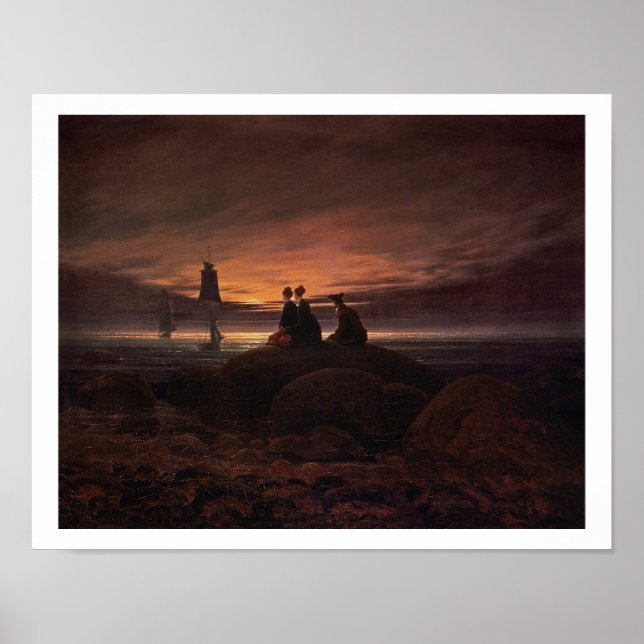 Póster Moon Rising Over the Sea, 1822 (aceite sobre lienz (Frente)