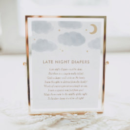Póster Moon Stars Baby Shower Late Night Diapers